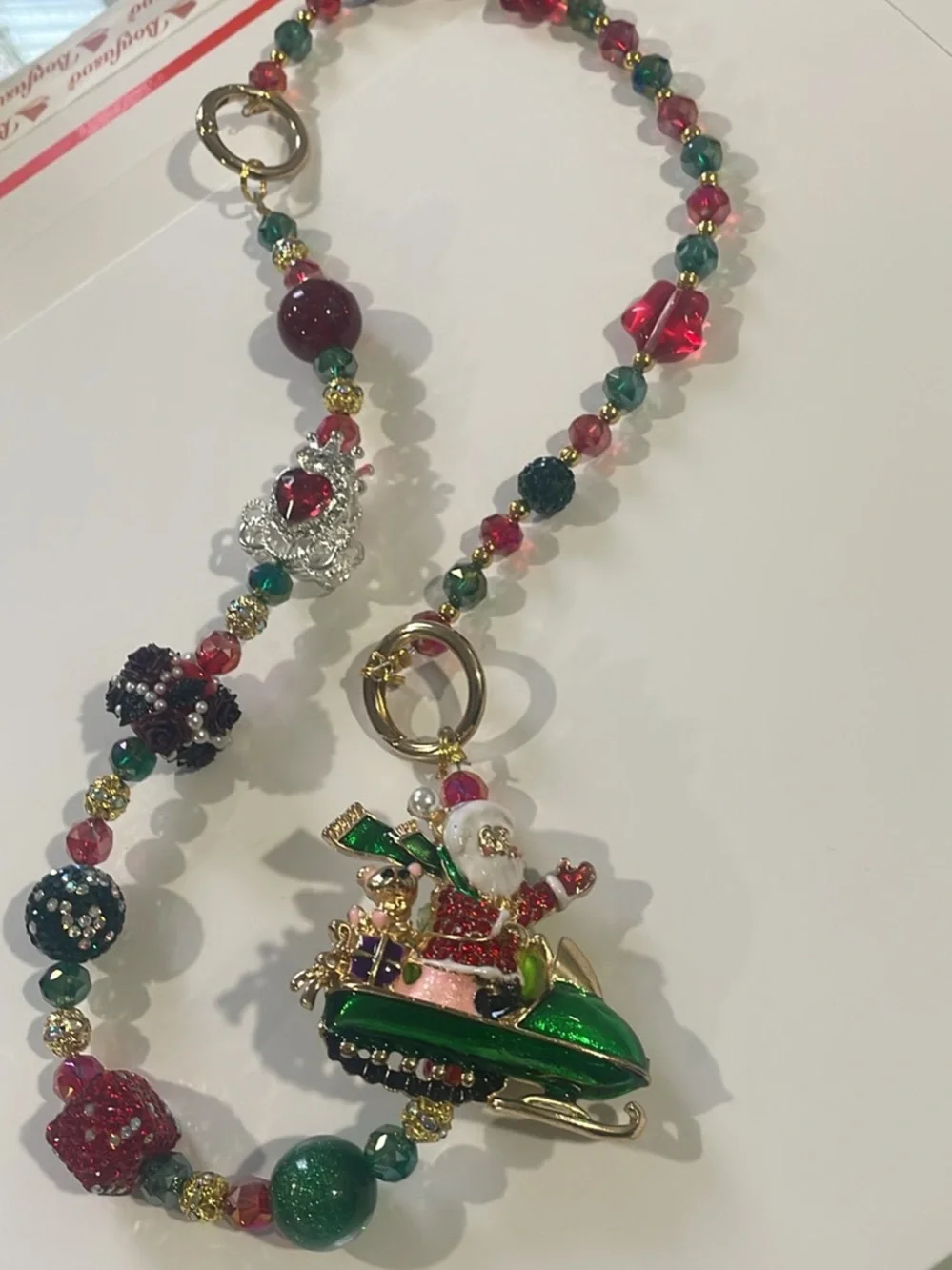 Festive Green Santa Keychain Purse charm or bag charm- Women Accessories